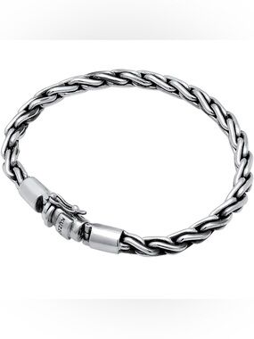 kuzzoi 925 Sterling Silver Round Byzantine Bracelet for Men